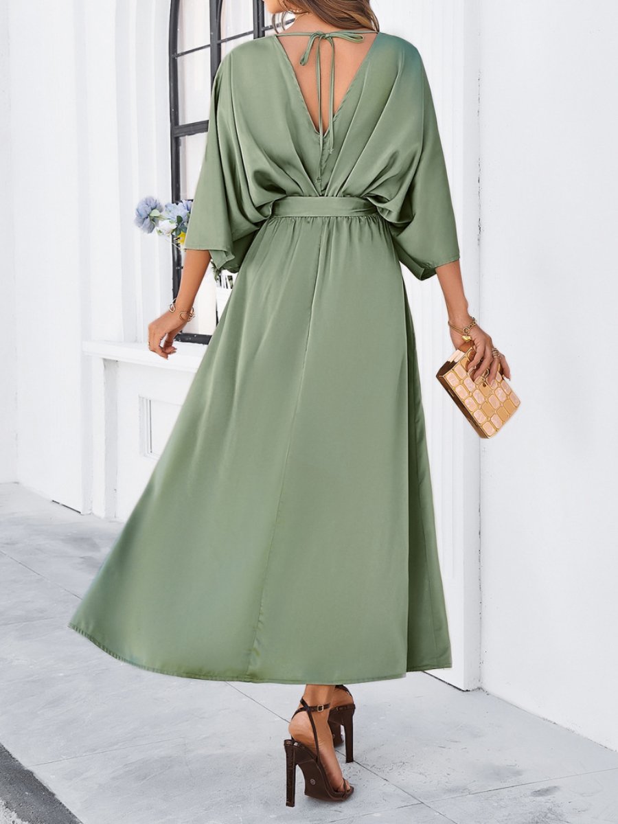 Elegant V-neck Loose Dress