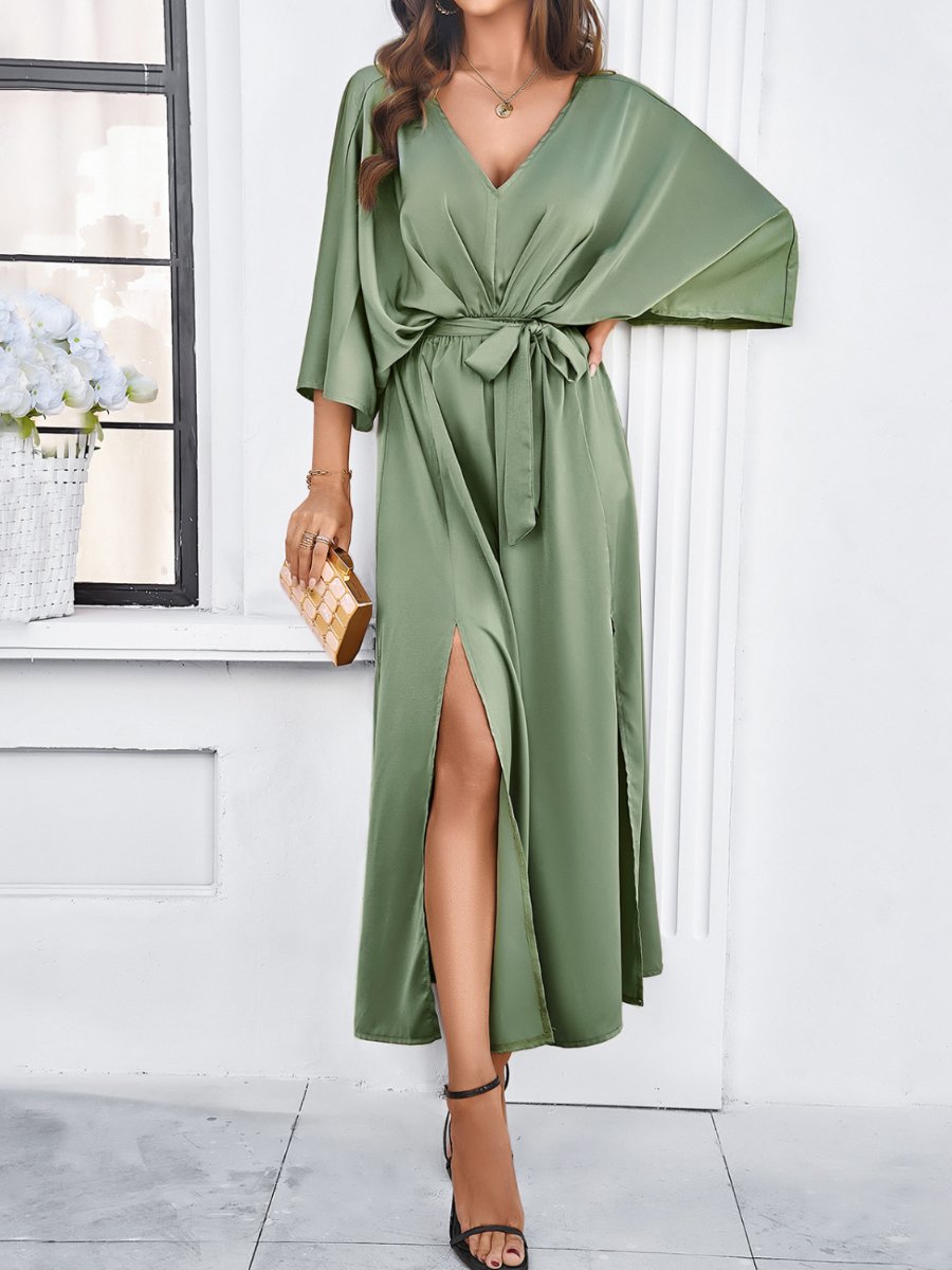 Elegant V-neck Loose Dress