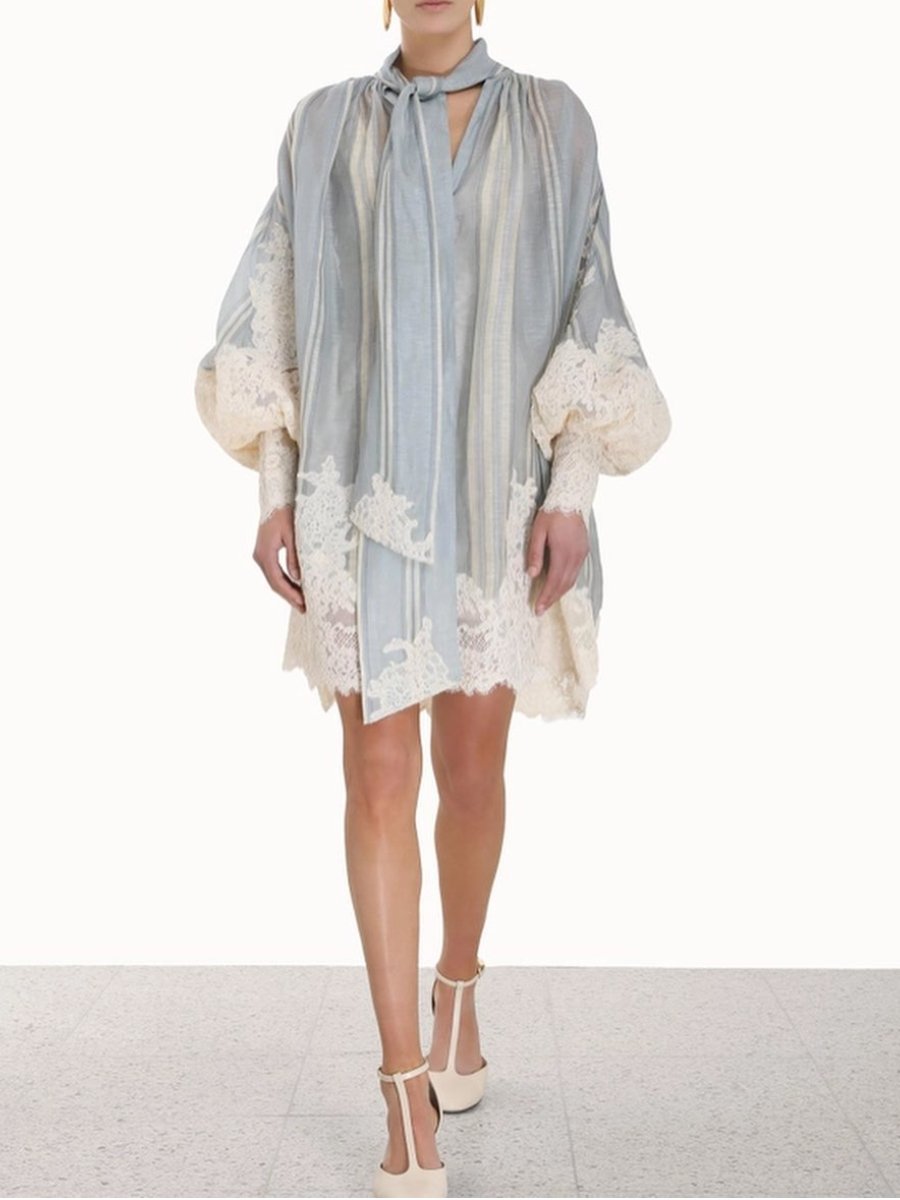 Loose Dreamy Blue Lace Dress