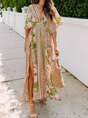 Sexy High Waist Fashion Printed Slit Dress