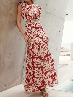 Sleeveless Floral Elegant Maxi Dress