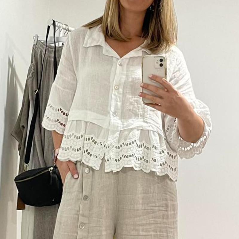 Lace Flare Sleeve Blouse