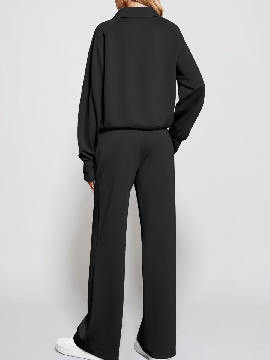 Oversized Half-Zip Sweatshirt And Wide-Leg Sweatpants Casual Set