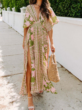 Sexy High Waist Fashion Printed Slit Dress