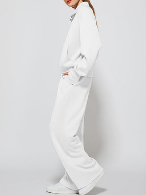 Oversized Half-Zip Sweatshirt And Wide-Leg Sweatpants Casual Set