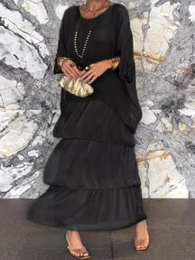 Round Neck Bat Sleeve Long Dress