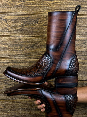 Western Cowboy Boots Trendy Men's Shoes Workwear Fashion Retro Boots