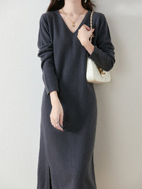 V-neck Knitted Bottoming Dress