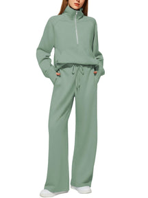 Oversized Half-Zip Sweatshirt And Wide-Leg Sweatpants Casual Set