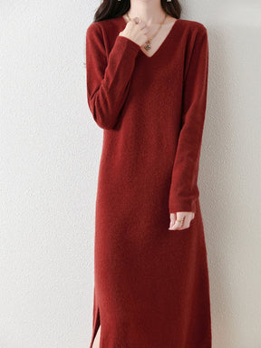 V-neck Knitted Bottoming Dress