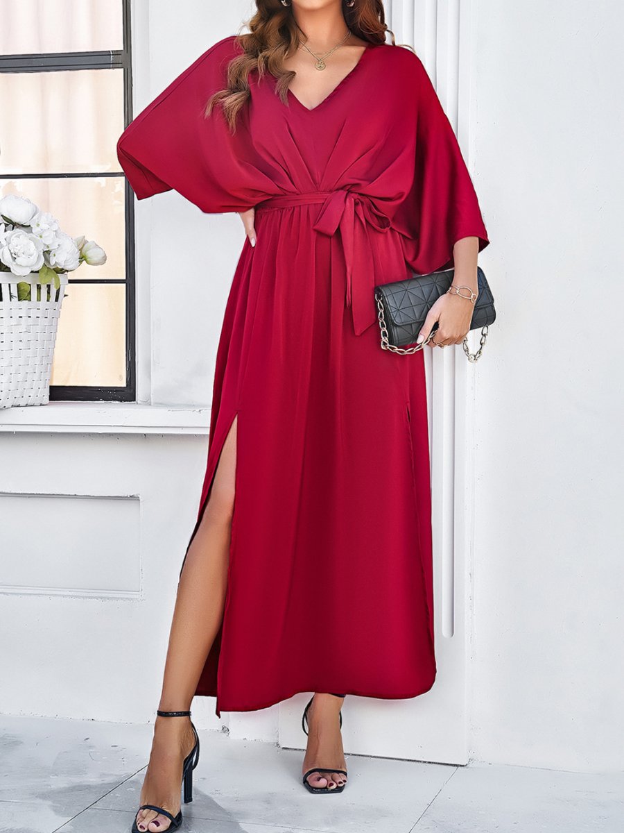 Elegant V-neck Loose Dress