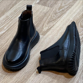 Thick-soled High-top Leather Chelsea Boots