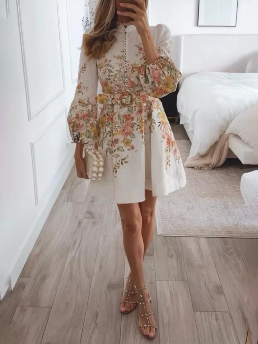 Fashion Printed Button Up Dress