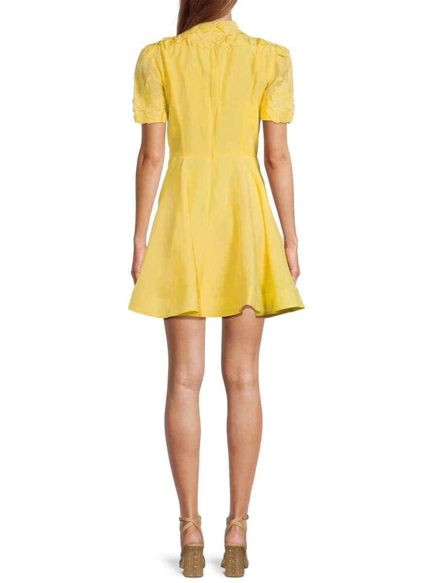 Yellow Floral A-Line Mini Dress