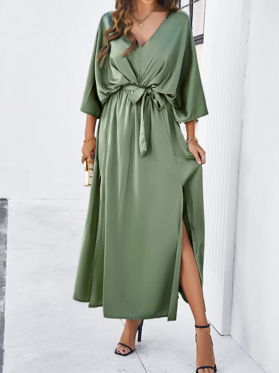 Elegant V-neck Loose Dress