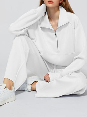 Oversized Half-Zip Sweatshirt And Wide-Leg Sweatpants Casual Set