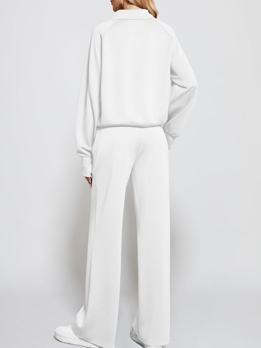 Oversized Half-Zip Sweatshirt And Wide-Leg Sweatpants Casual Set