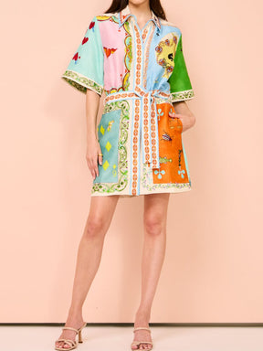 Casual Fashion Printed Shirt Dress