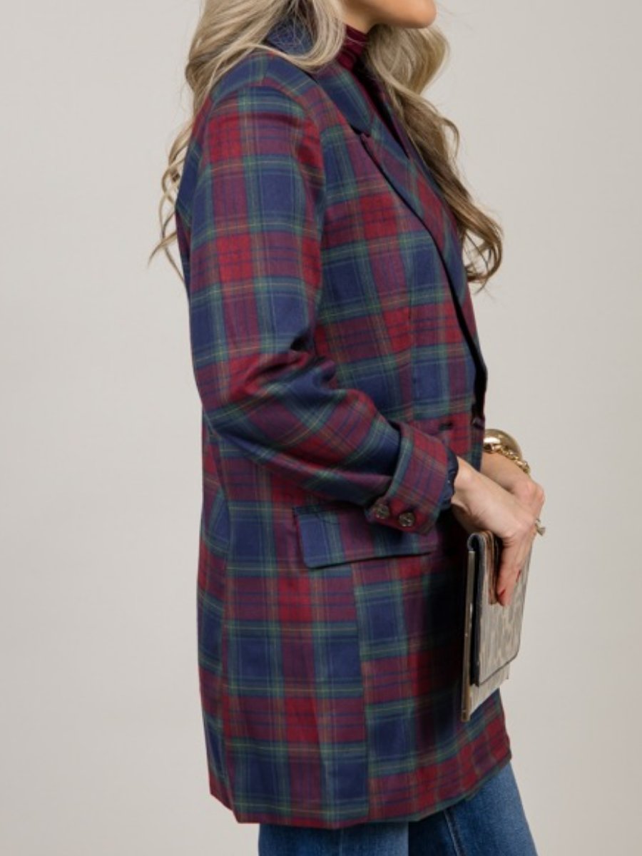 Plaid Double Breasted Blazer