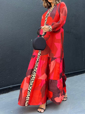 Red Floral Loose Maxi Dress