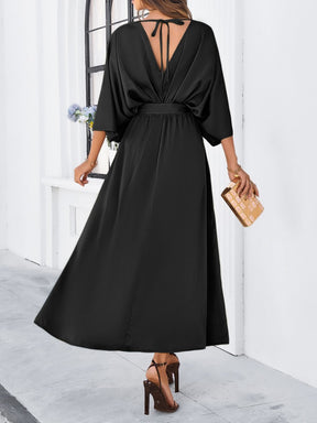 Elegant V-neck Loose Dress