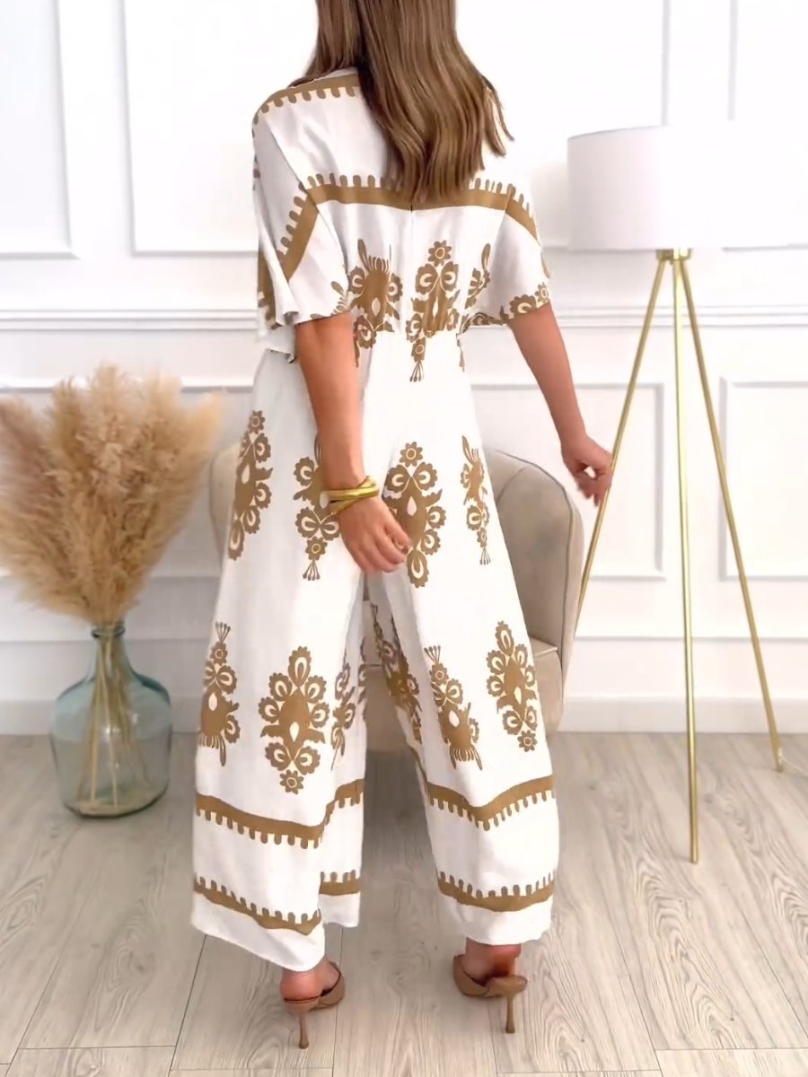 Gold Print Jumpsuit