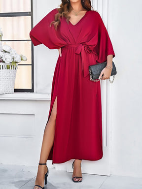 Elegant V-neck Loose Dress