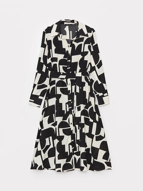 Patterned Long Sleeve Women's Shirt Dress