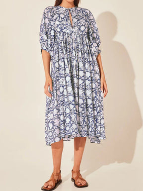 Pleated Lace-up Loose Women's Unique Casual Dress