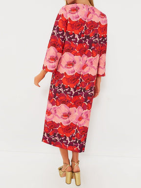 Red Floral Midi Dress