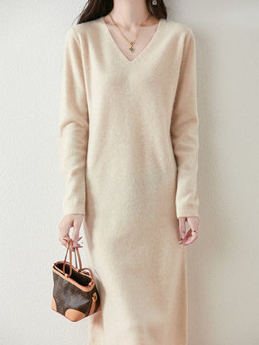 V-neck Knitted Bottoming Dress