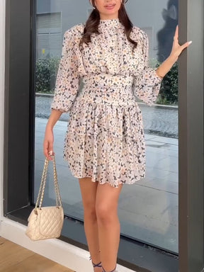 High Waist Floral Mini Dress