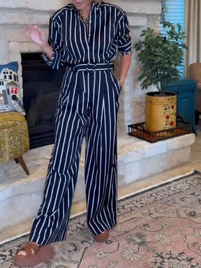 Navy Striped Two Piece Suit