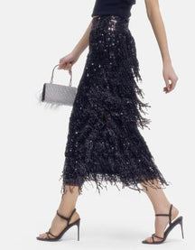 Holiday Fringed Sequin Skirt