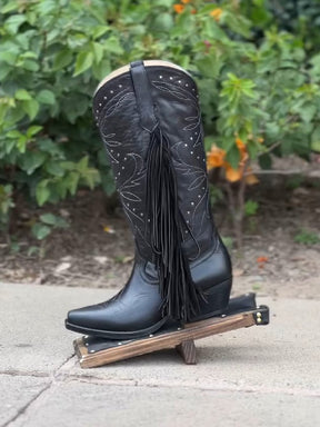 Pointed Toe Martin BootsMid-tube Tassel Boots Ethnic Retro Women's Shoes