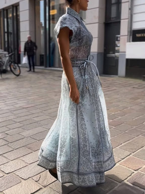 Romantic Blue Floral Midi Dress