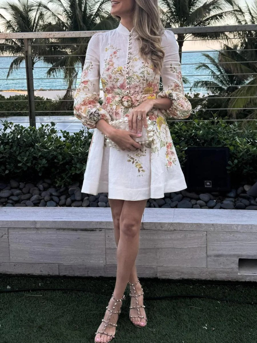 Fashion Printed Button Up Dress