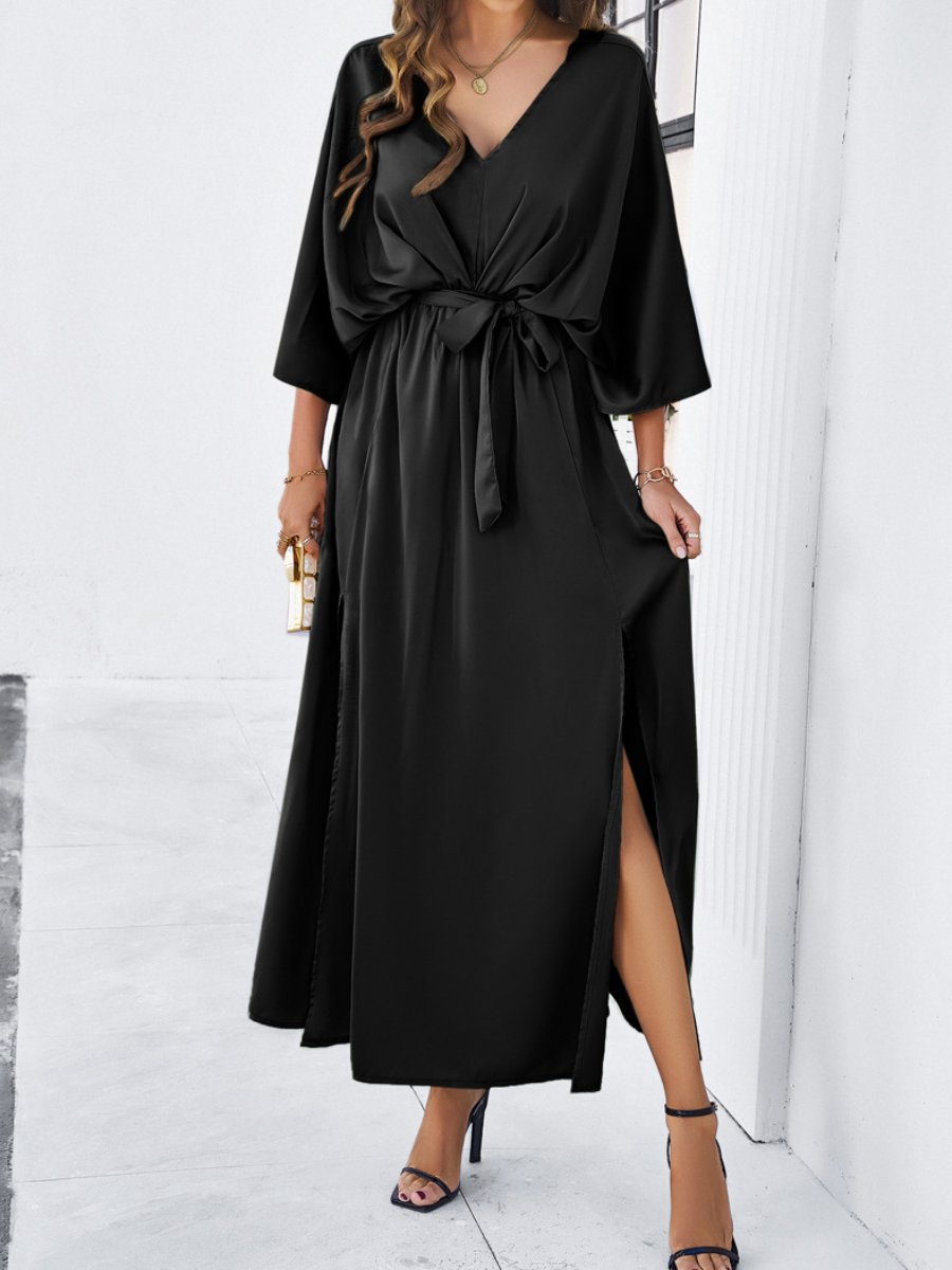 Elegant V-neck Loose Dress