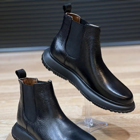 Thick-soled High-top Leather Chelsea Boots