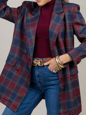 Plaid Double Breasted Blazer