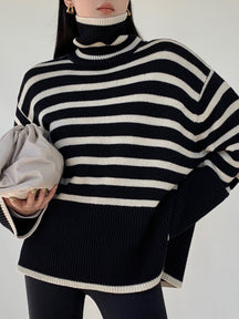 Stripe Turtleneck Sweater