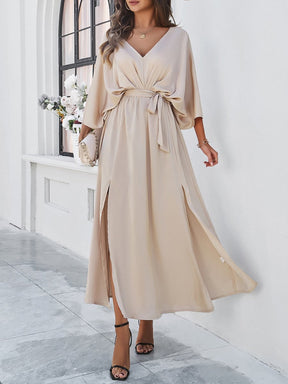 Elegant V-neck Loose Dress