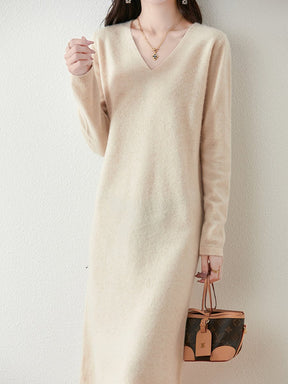 V-neck Knitted Bottoming Dress