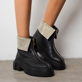 Women's Chic Dazzle Front Zipper Boots