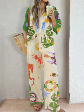 Printed Fashion Casual Pajamas Suit