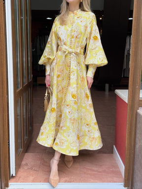 Elegant Yellow Floral Maxi Dress