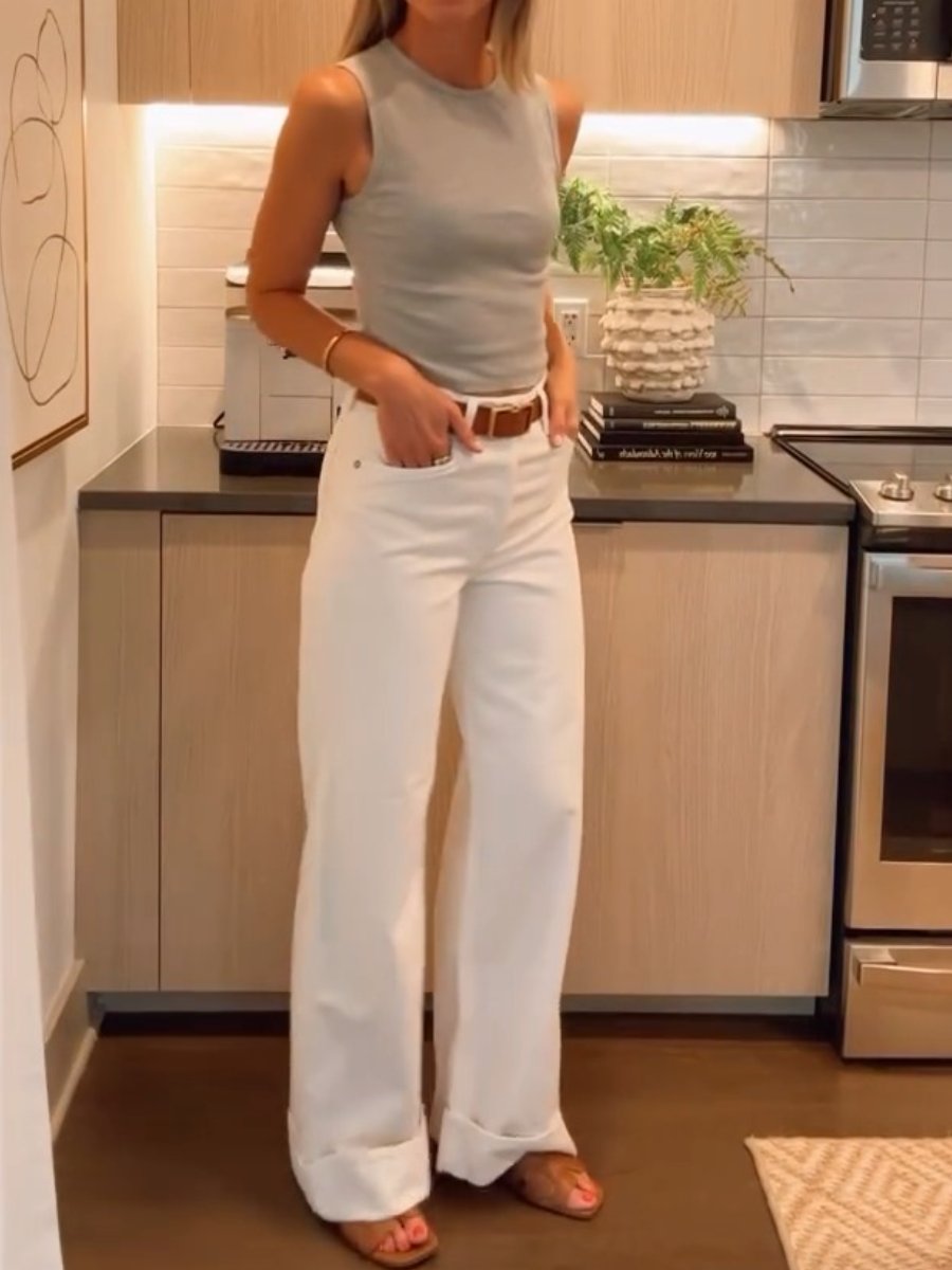 White Wide-leg Pants