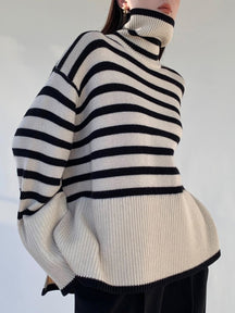 Stripe Turtleneck Sweater