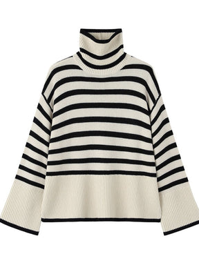 Stripe Turtleneck Sweater