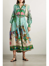 Evergreen Belted Printed Maxi Shirt Dress